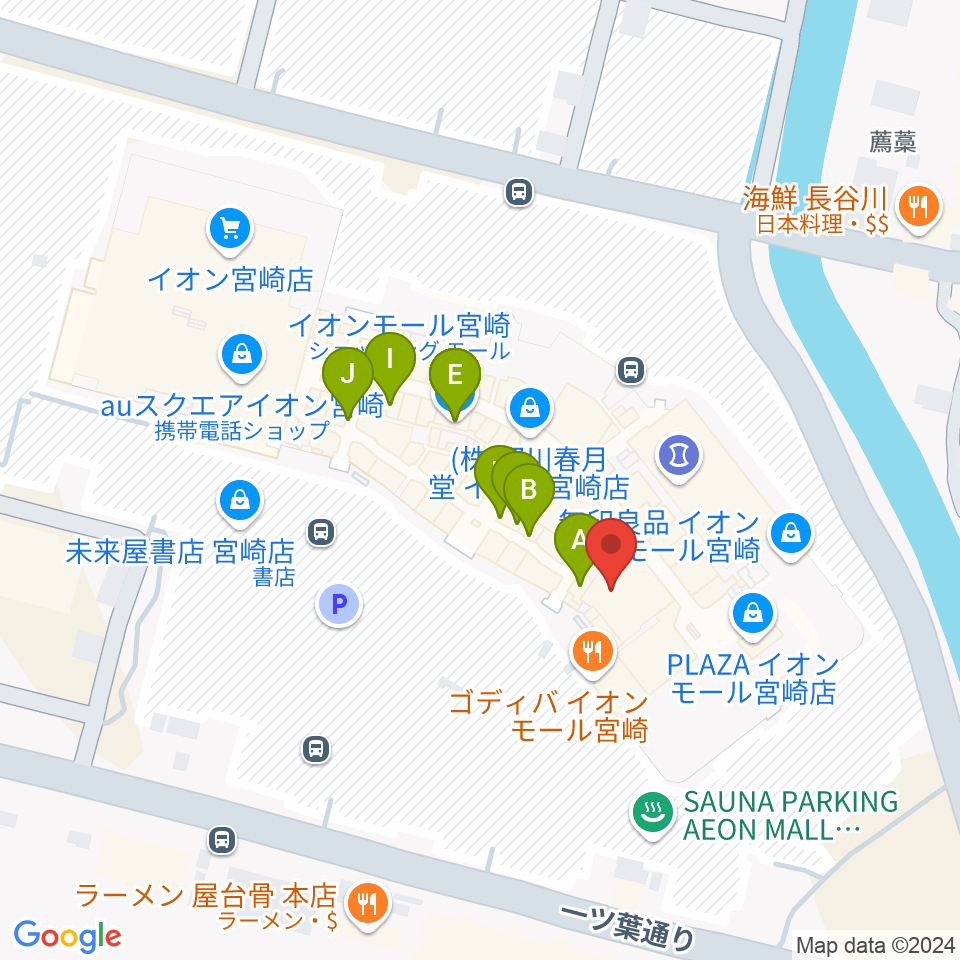 島村楽器イオンモール宮崎店周辺のカフェ一覧地図