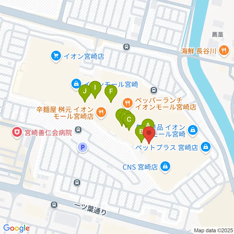 島村楽器イオンモール宮崎店周辺のカフェ一覧地図