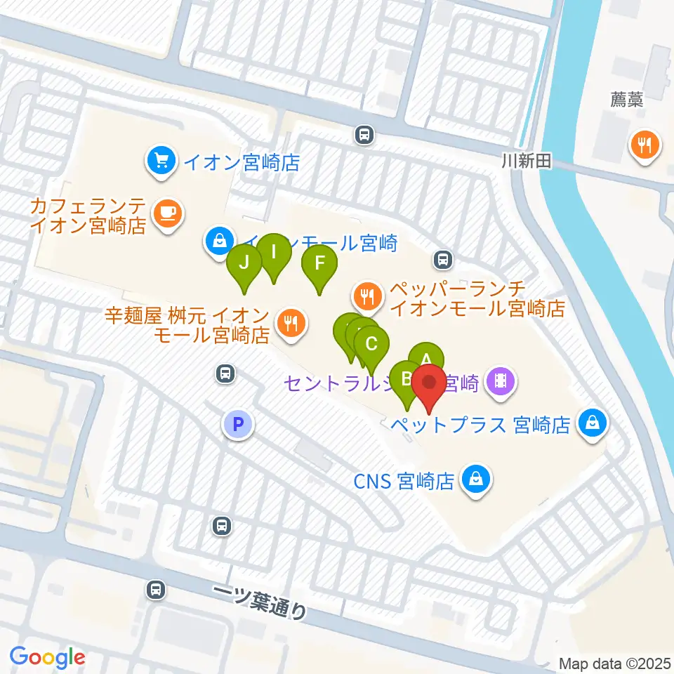島村楽器イオンモール宮崎店周辺のカフェ一覧地図