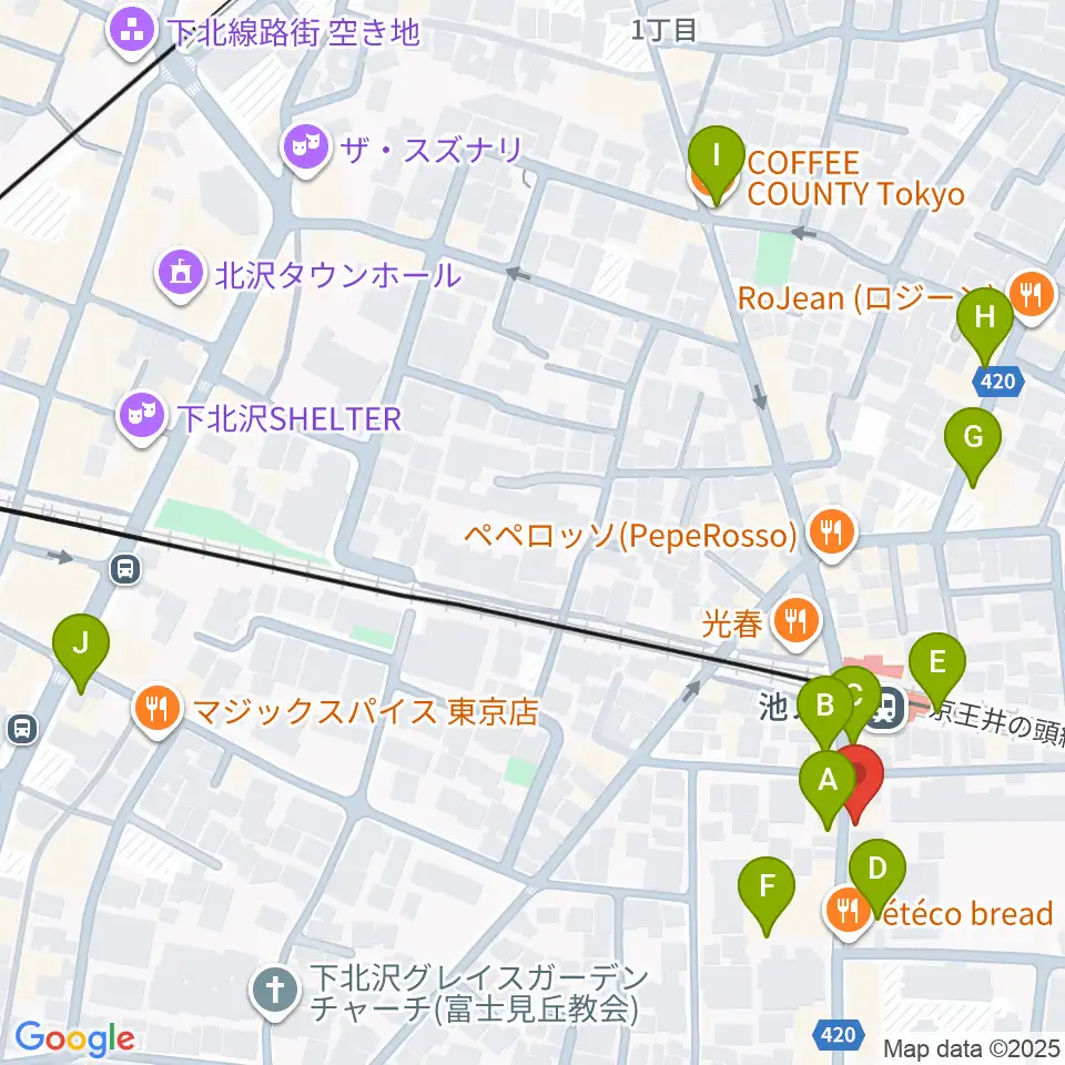 The Guitar Lounge周辺のカフェ一覧地図