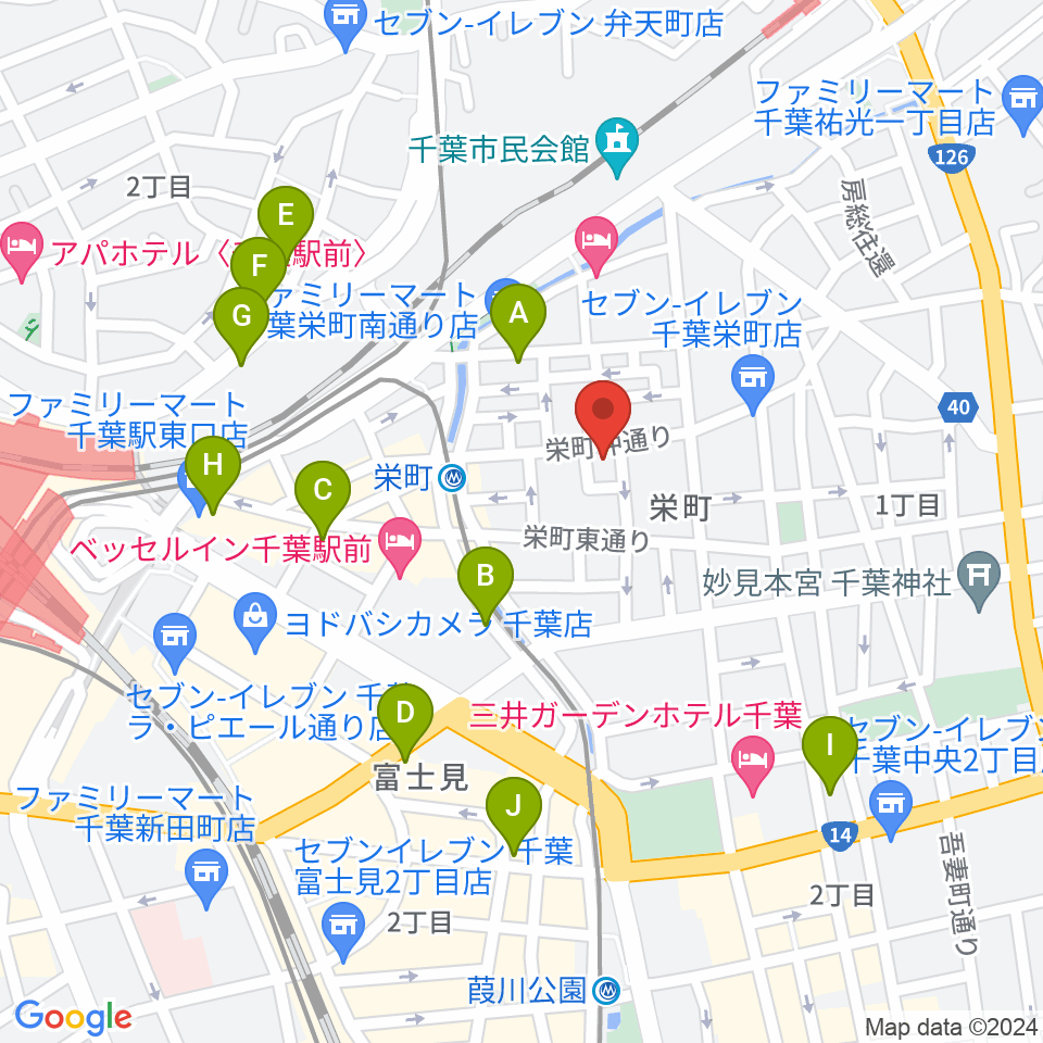 Y'S GUITAR周辺のカフェ一覧地図