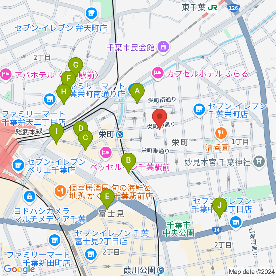 Y'S GUITAR周辺のカフェ一覧地図