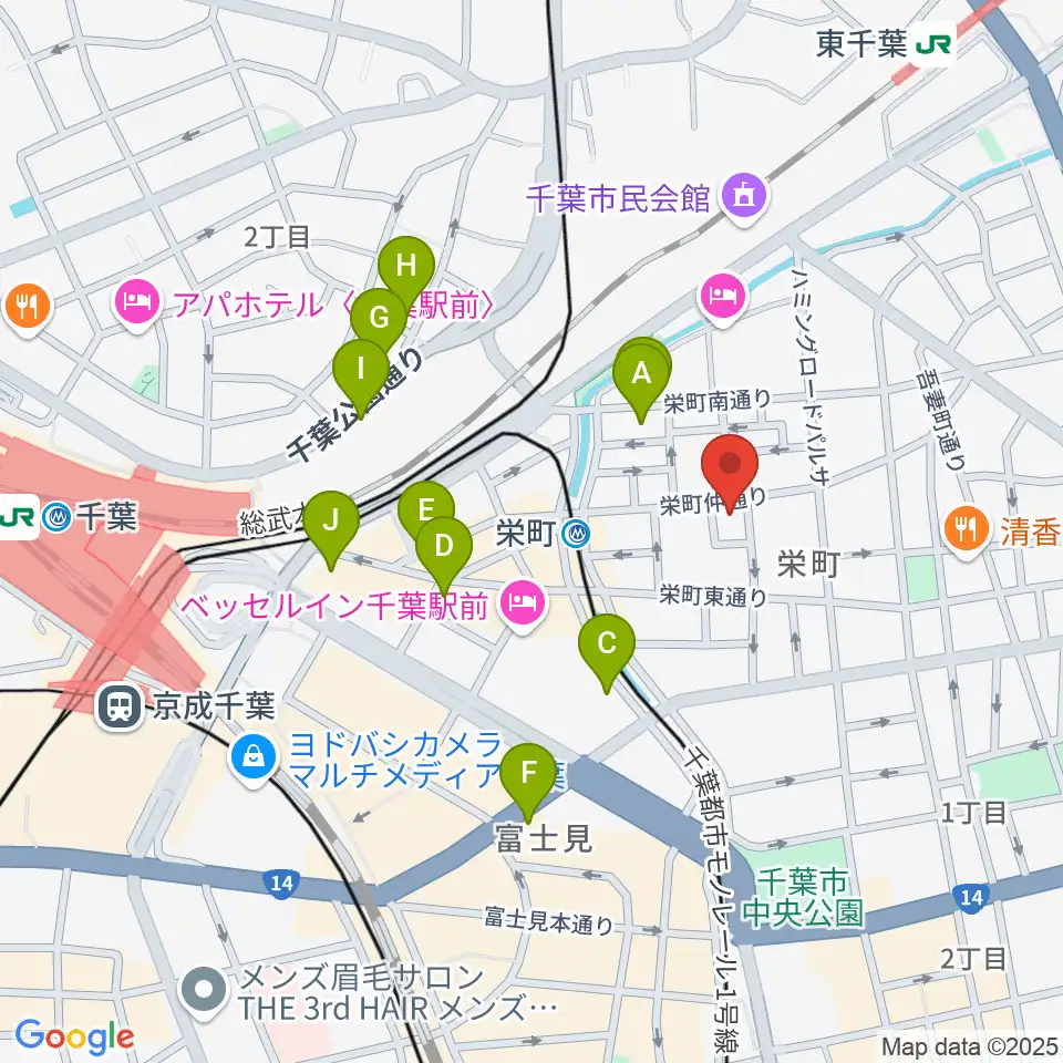 Y'S GUITAR周辺のカフェ一覧地図