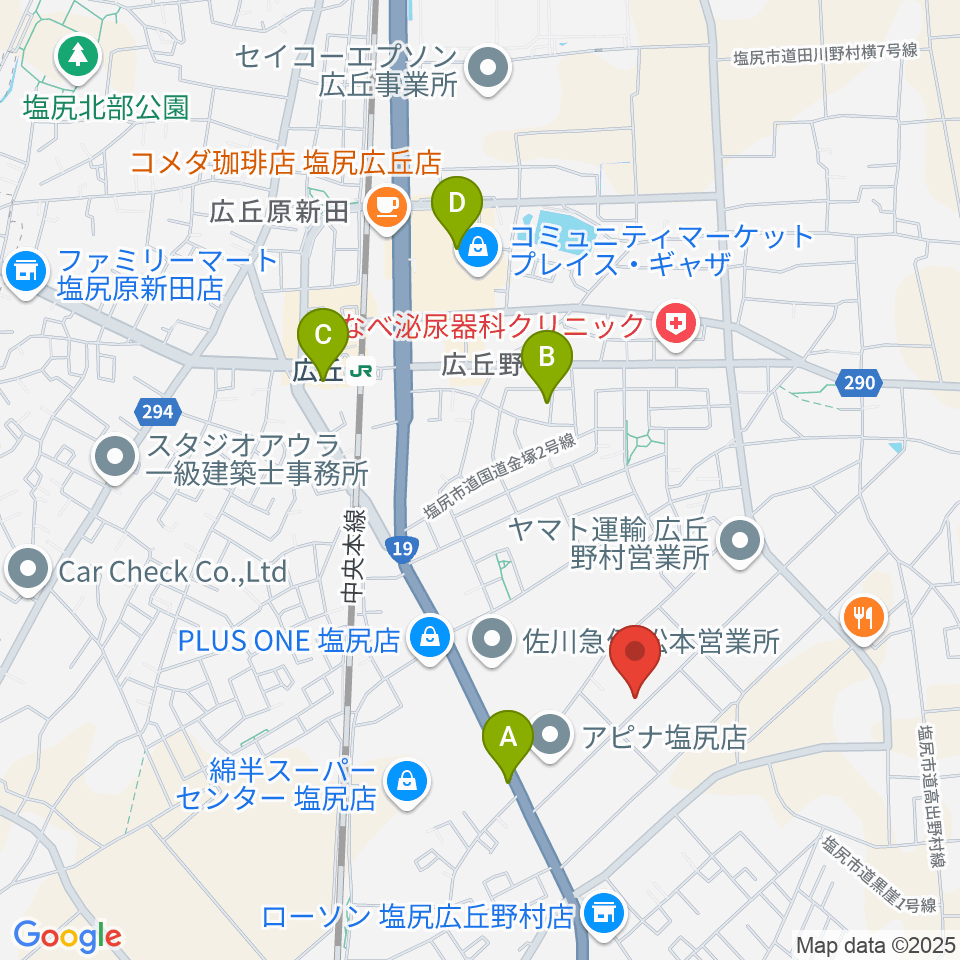 ティーズギター周辺のカフェ一覧地図