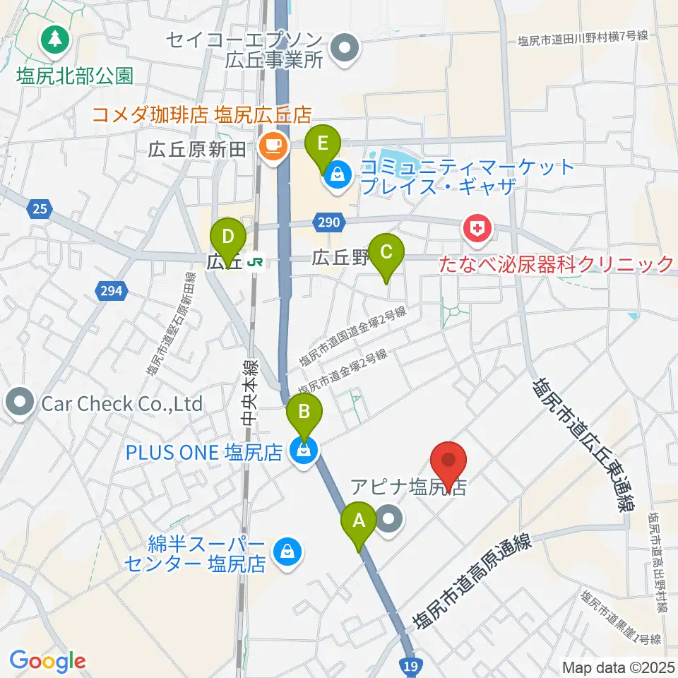 ティーズギター周辺のカフェ一覧地図