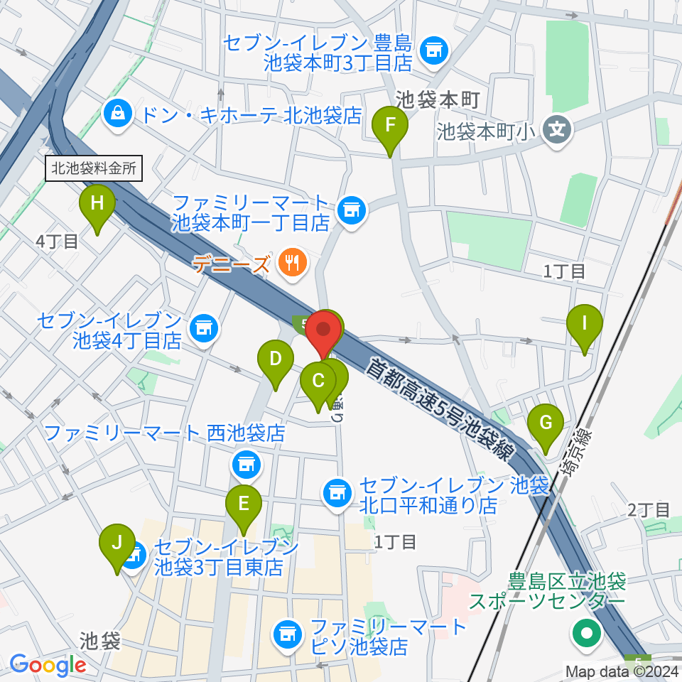 ウクレレマニア周辺のカフェ一覧地図