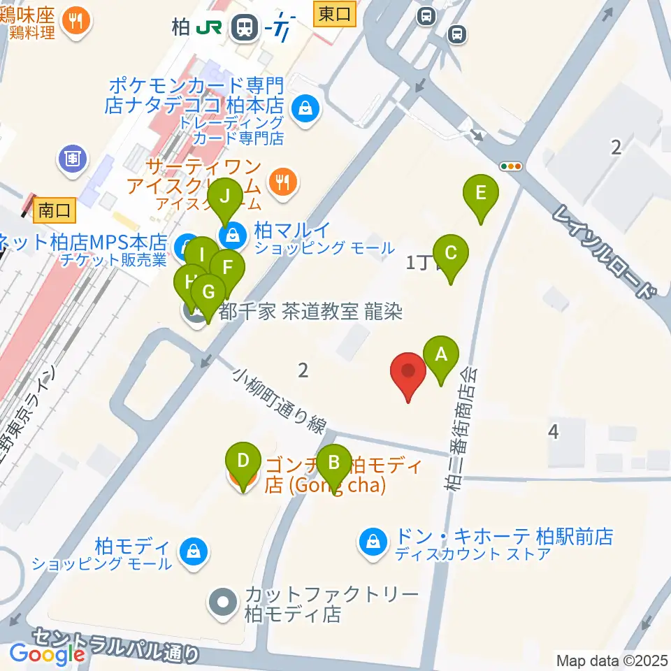 山野楽器 柏店周辺のカフェ一覧地図