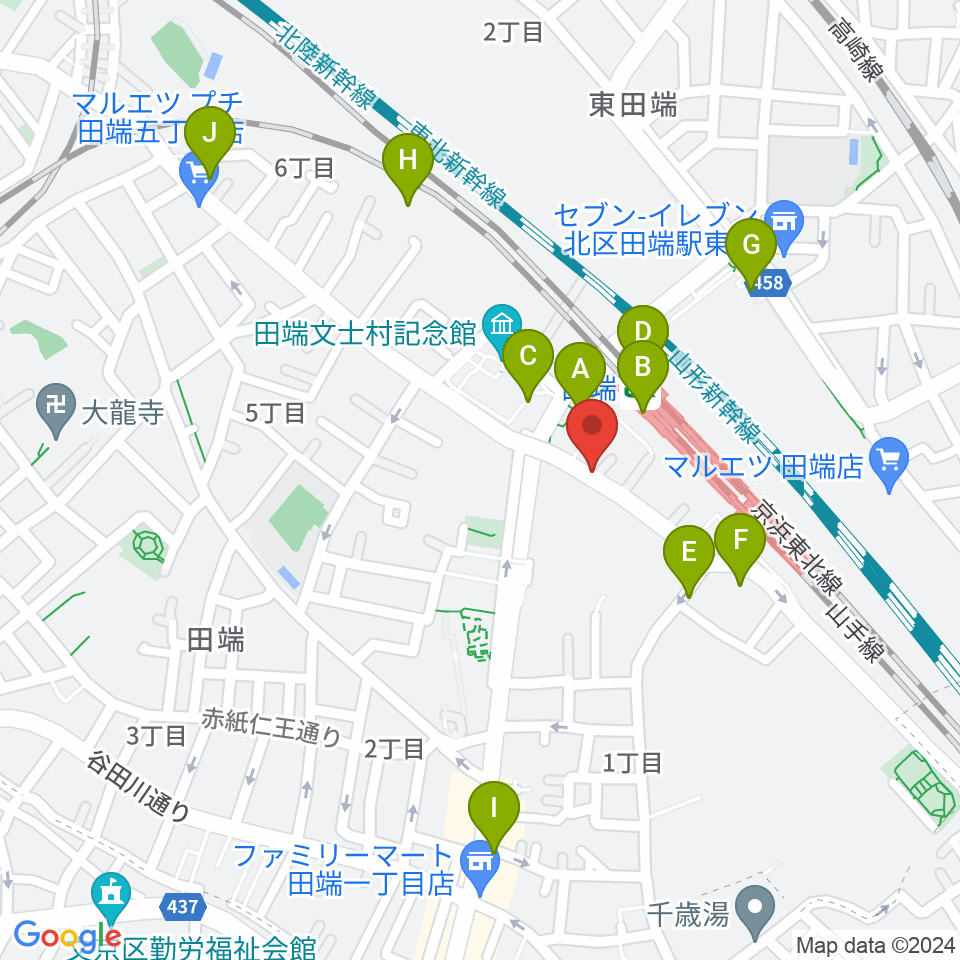 田端Pスタジオ周辺のカフェ一覧地図