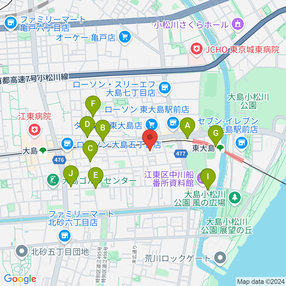 東大島文化センター周辺のカフェ一覧地図