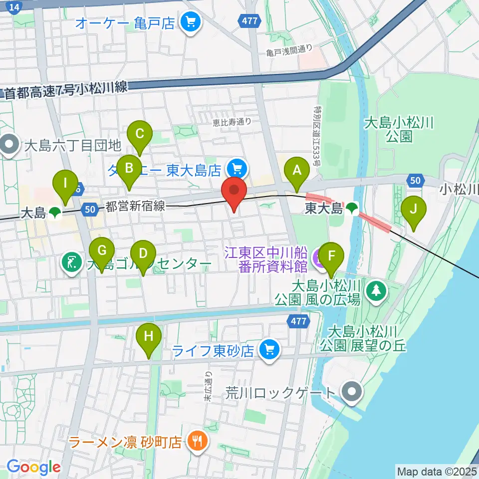 東大島文化センター周辺のカフェ一覧地図