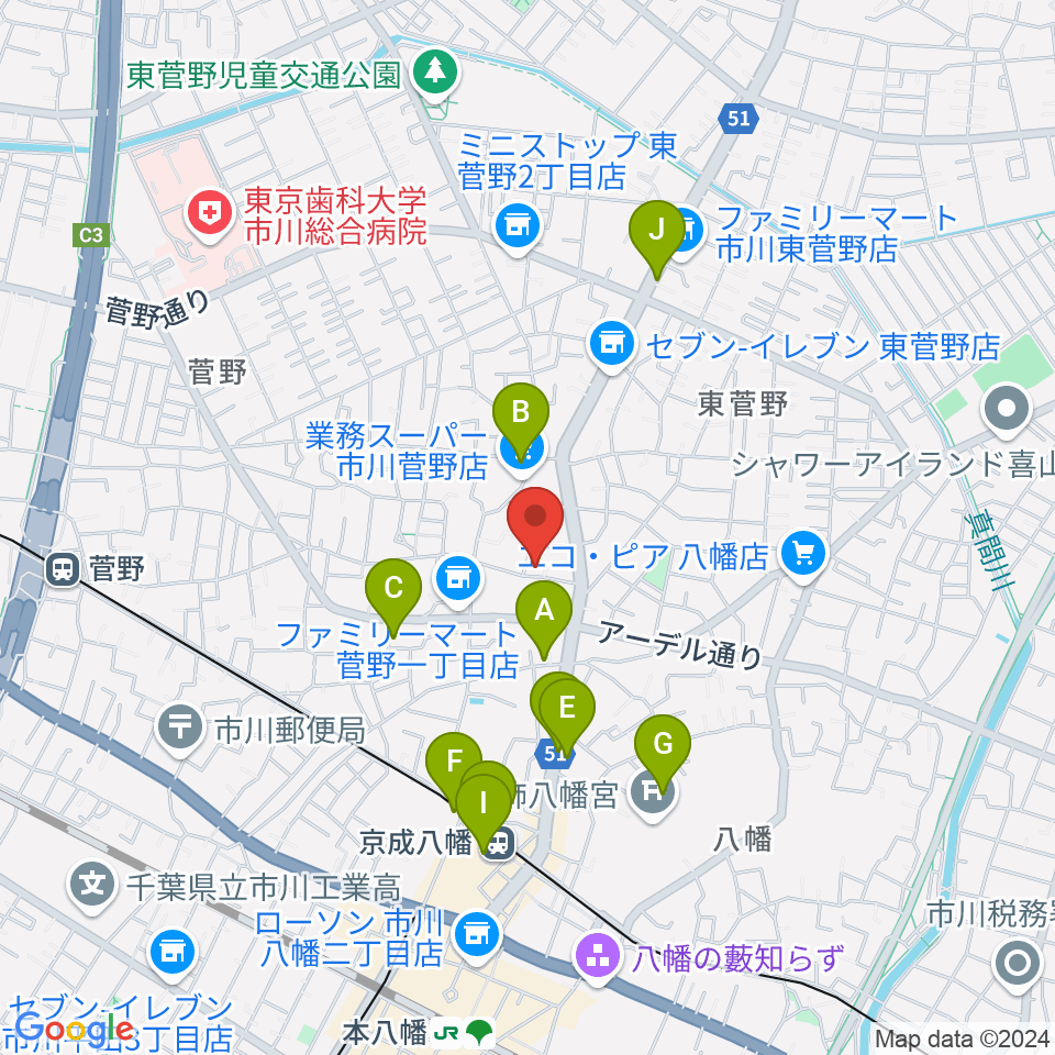 ハーティスト・ミュージック周辺のカフェ一覧地図