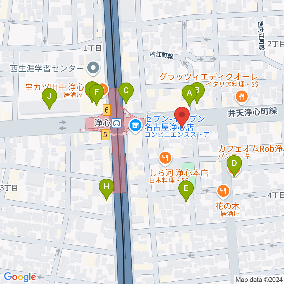 ビッグシティギターズ周辺のカフェ一覧地図