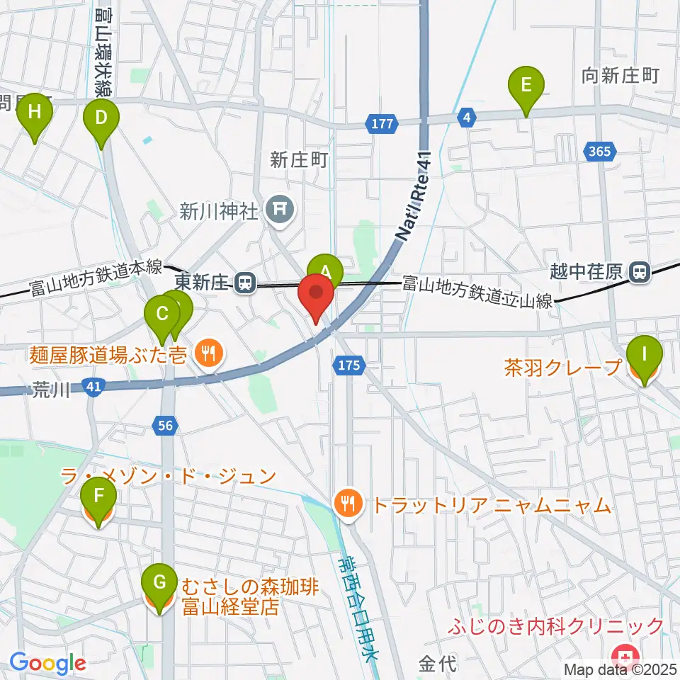 MPC楽器センター富山周辺のカフェ一覧地図