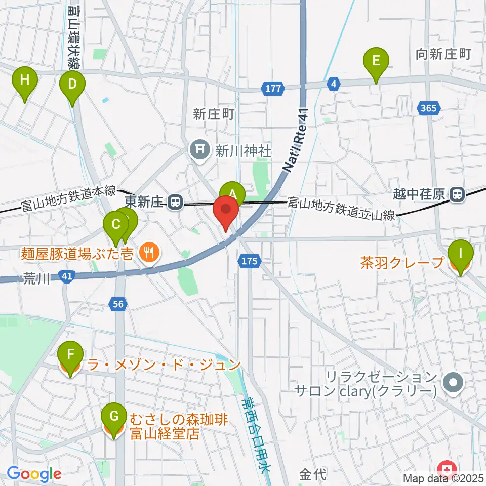 MPC楽器センター富山周辺のカフェ一覧地図