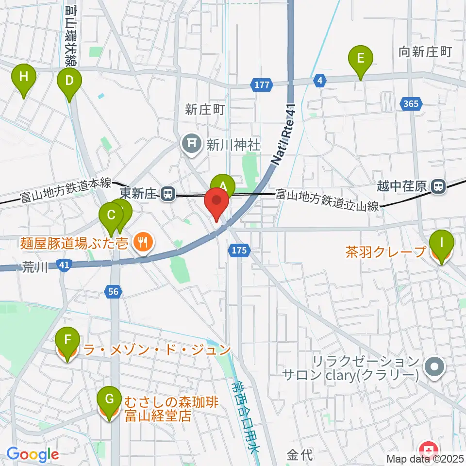 MPC楽器センター富山周辺のカフェ一覧地図