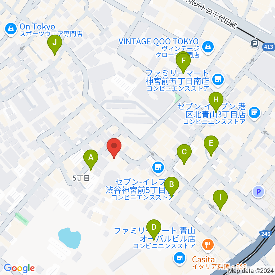 表参道ラパン・エ・アロ周辺のカフェ一覧地図