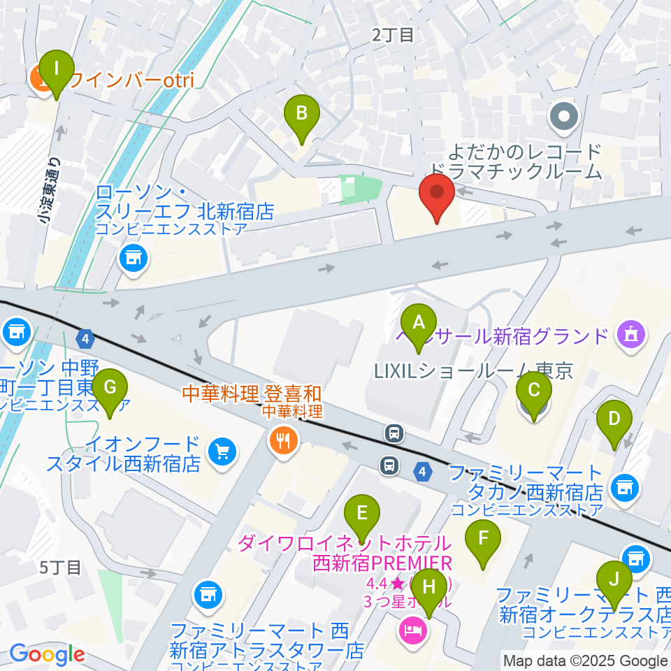 新宿村スタジオ周辺のカフェ一覧地図