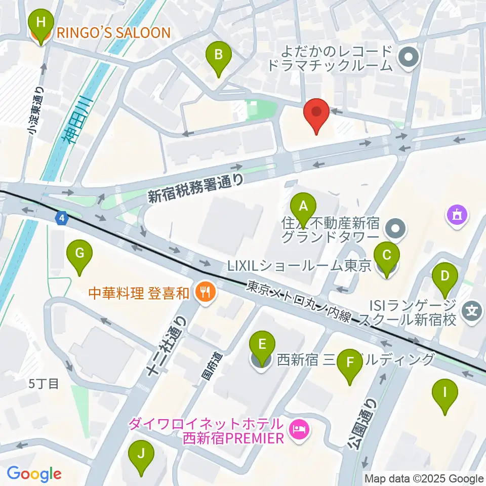 新宿村スタジオ周辺のカフェ一覧地図