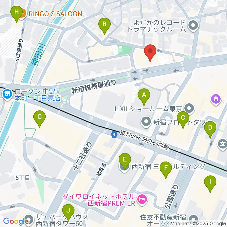 新宿村スタジオ周辺のカフェ一覧地図