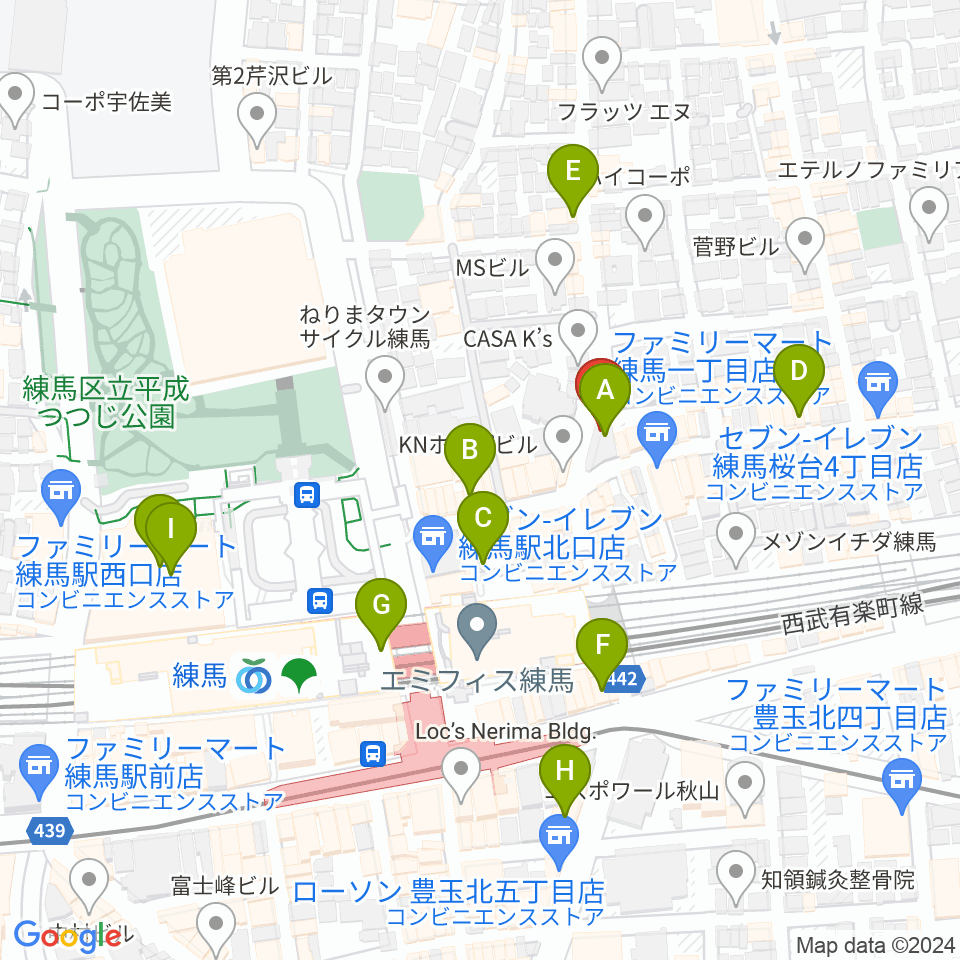 スタジオマザーハウス練馬店周辺のカフェ一覧地図