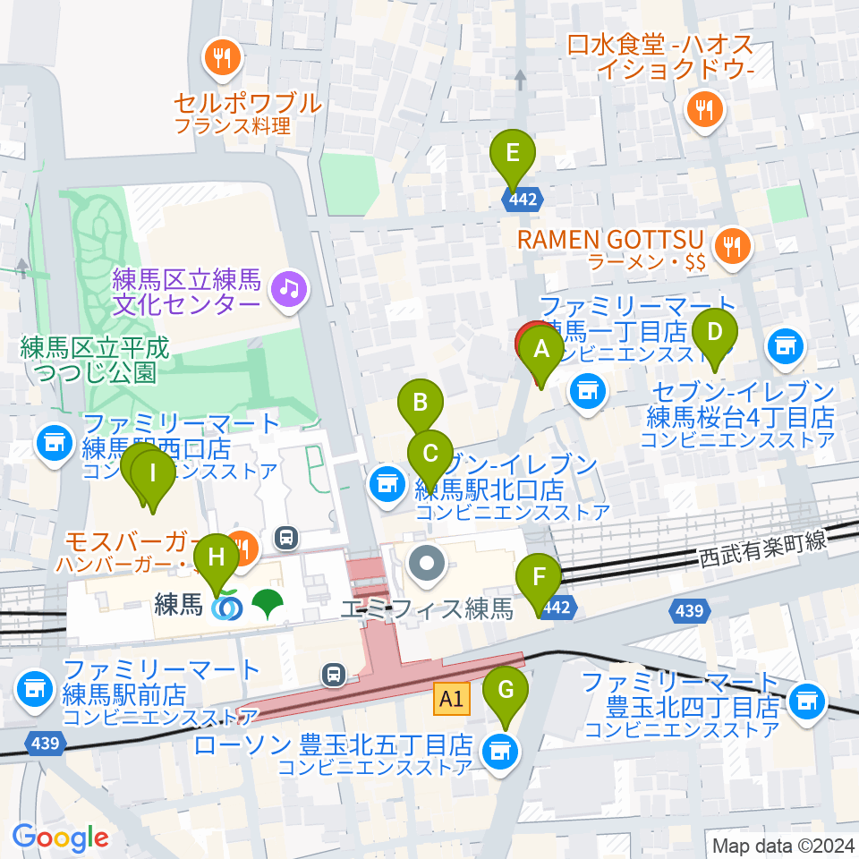 スタジオマザーハウス練馬店周辺のカフェ一覧地図