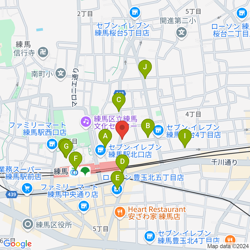 スタジオマザーハウス練馬店周辺のカフェ一覧地図