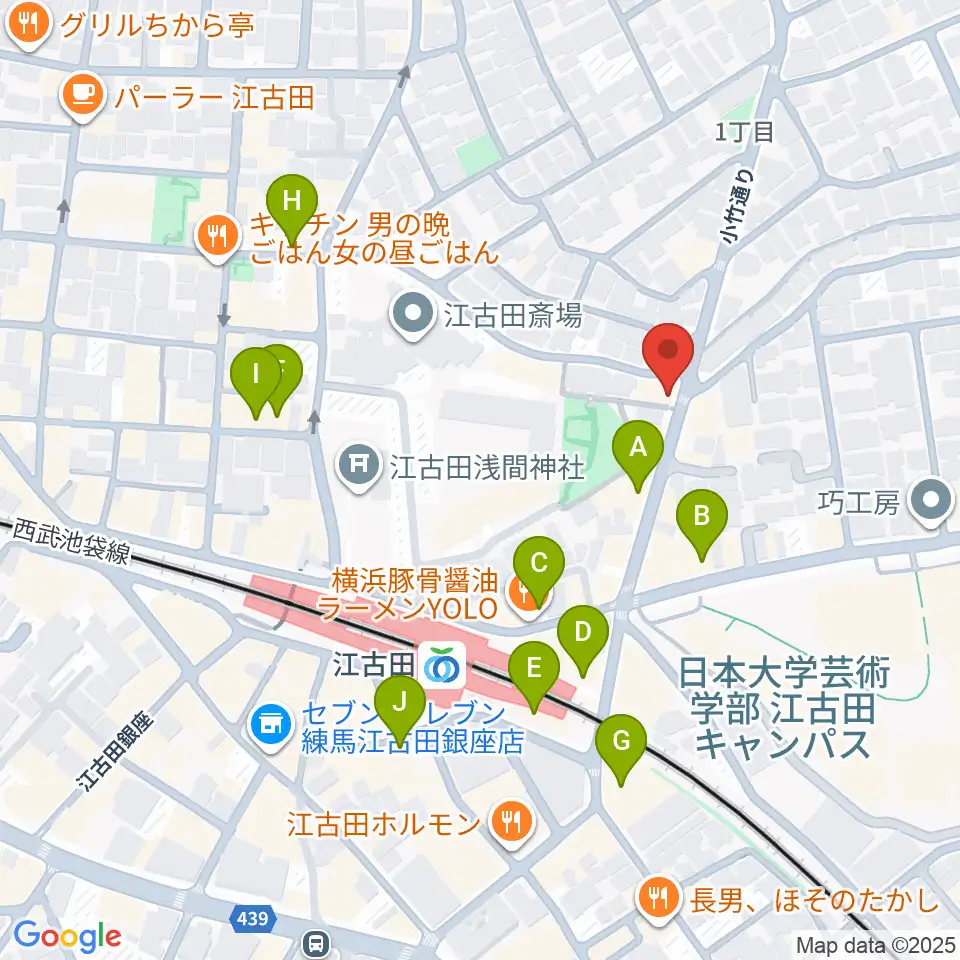スタジオマザーハウス江古田店周辺のカフェ一覧地図