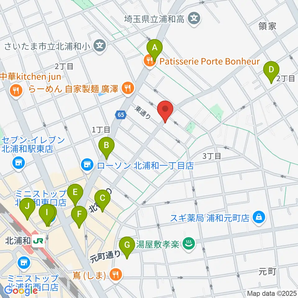 アオバ楽器 浦和音楽院周辺のカフェ一覧地図