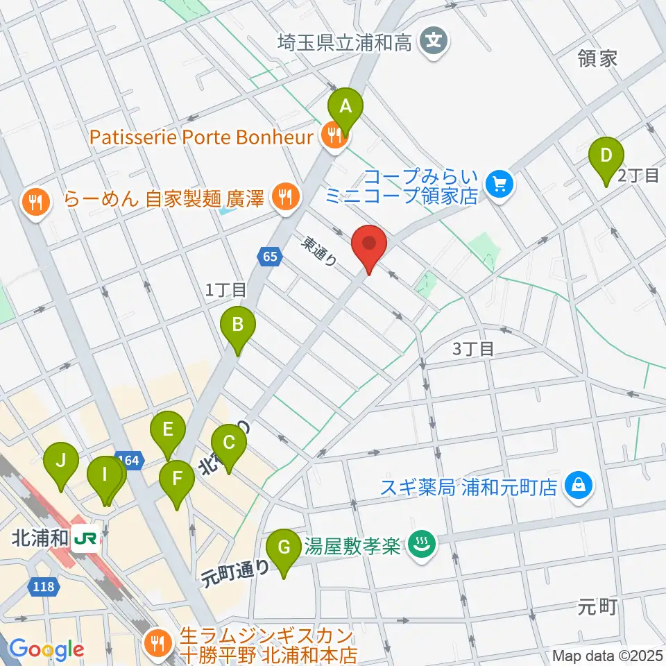 アオバ楽器 浦和音楽院周辺のカフェ一覧地図