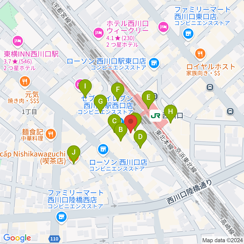 アオバ楽器周辺のカフェ一覧地図