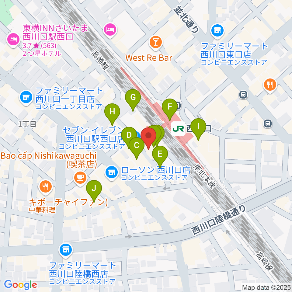 アオバ楽器周辺のカフェ一覧地図