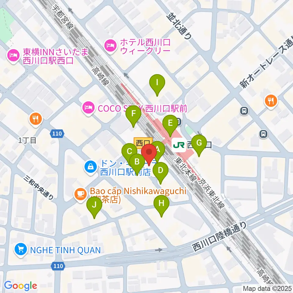 アオバ楽器周辺のカフェ一覧地図