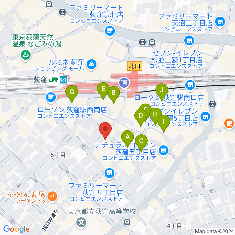 荻窪クレモニア周辺のカフェ一覧地図