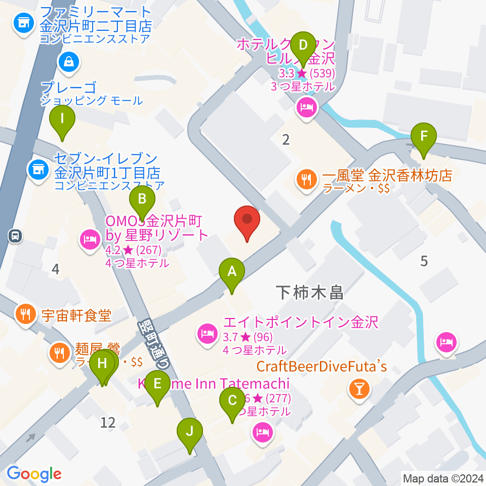 BIGBOSS金沢周辺のカフェ一覧地図