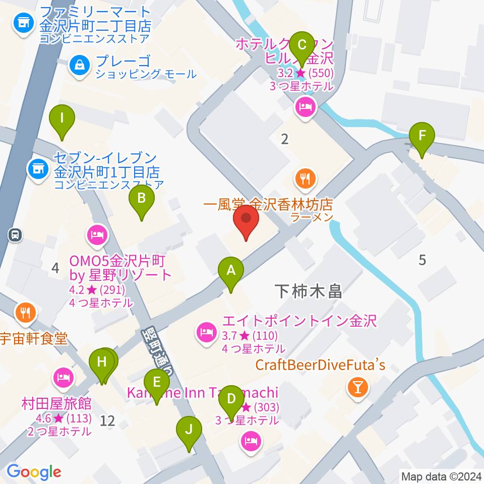 BIGBOSS金沢周辺のカフェ一覧地図