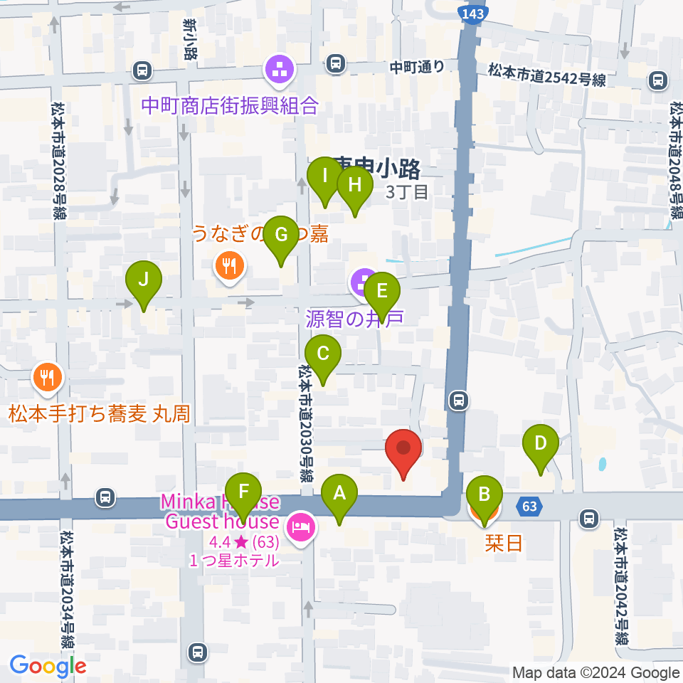 コダマ楽器周辺のカフェ一覧地図