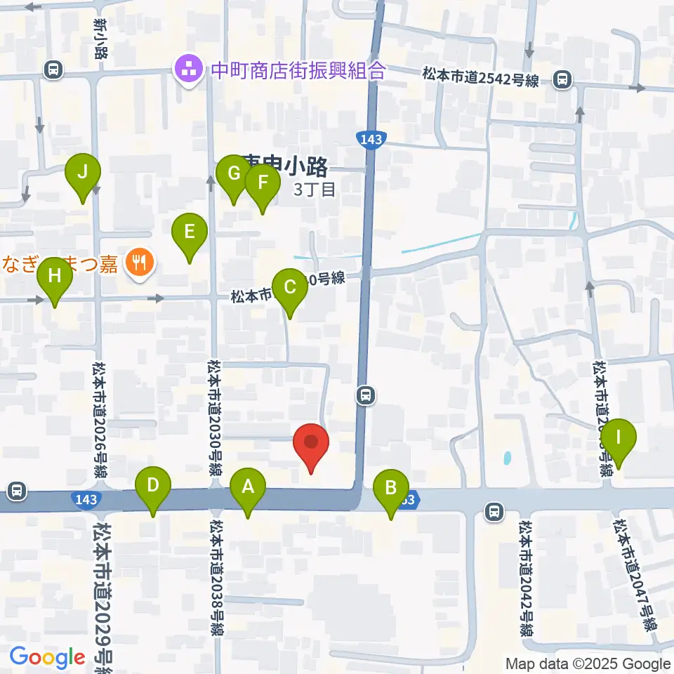 コダマ楽器周辺のカフェ一覧地図