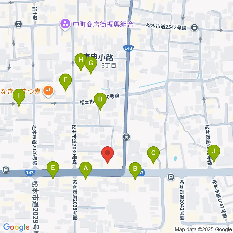 コダマ楽器周辺のカフェ一覧地図