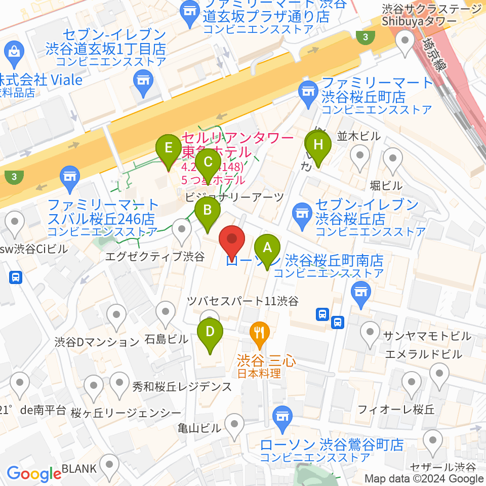 渋谷区文化総合センター大和田周辺のカフェ一覧地図