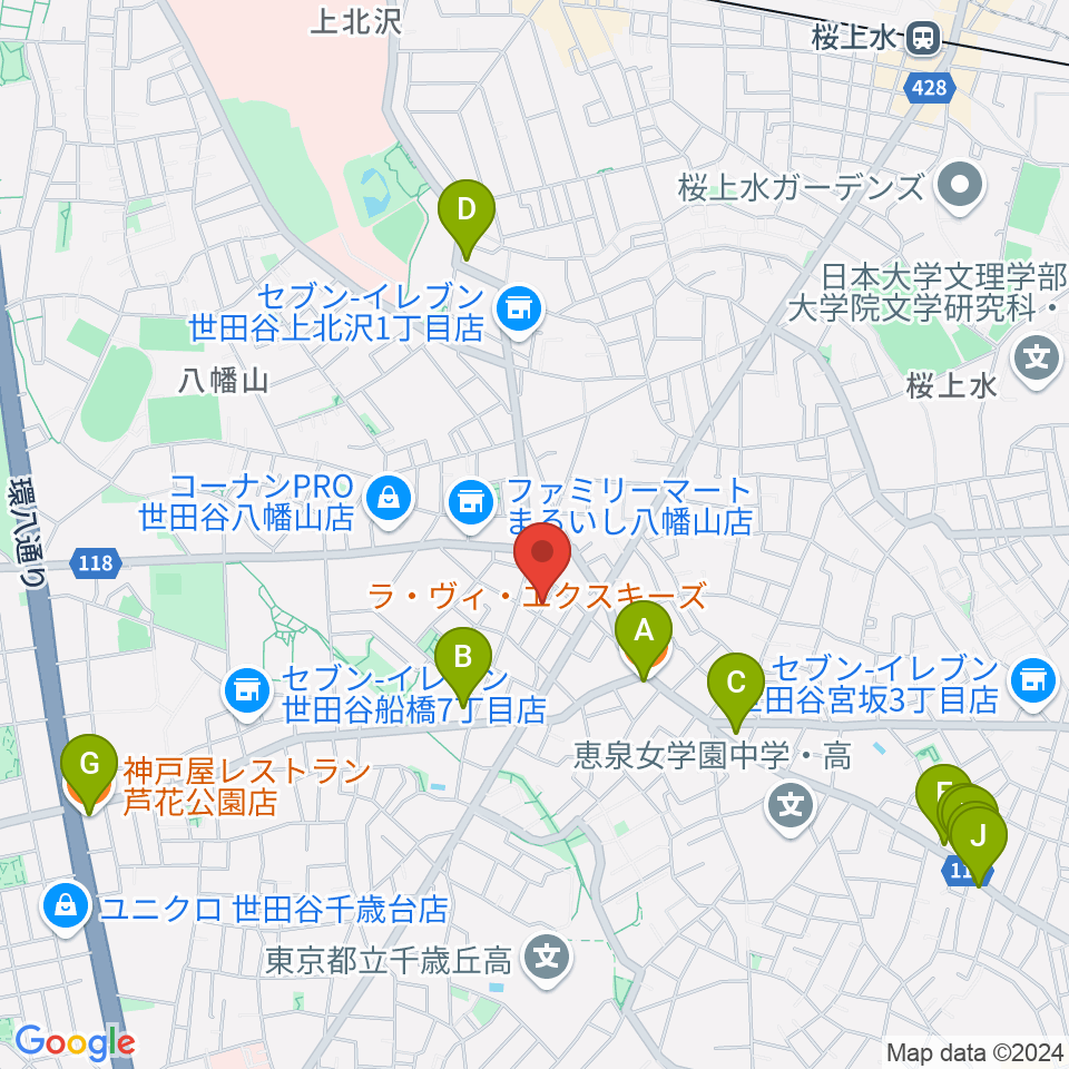 タッドポウルスタジオ Part2周辺のカフェ一覧地図