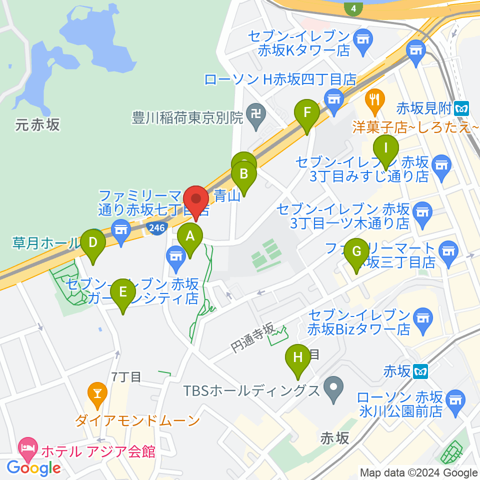 赤坂区民センター周辺のカフェ一覧地図