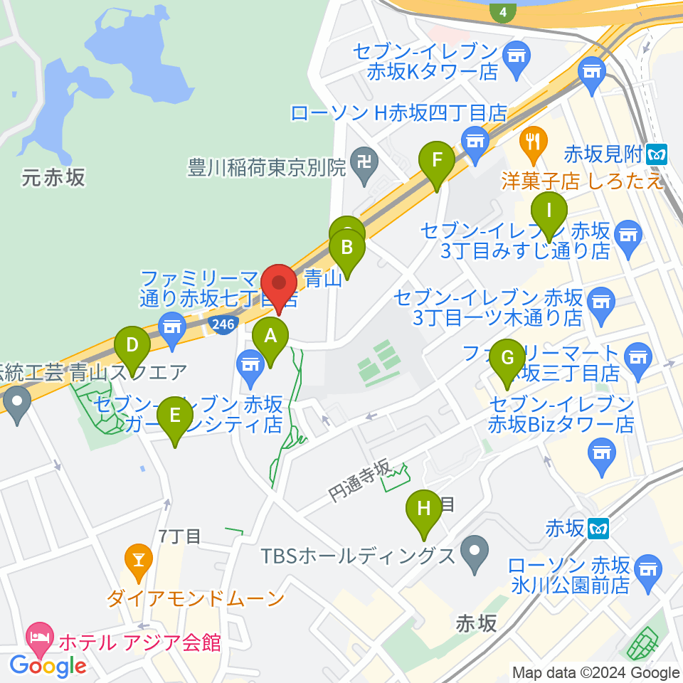 赤坂区民センター周辺のカフェ一覧地図