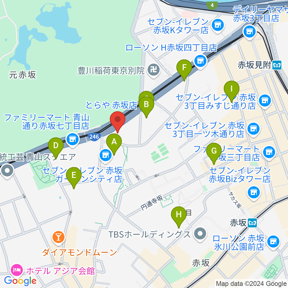 赤坂区民センター周辺のカフェ一覧地図