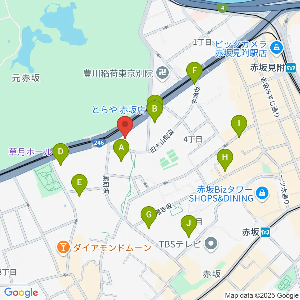 赤坂区民センター周辺のカフェ一覧地図