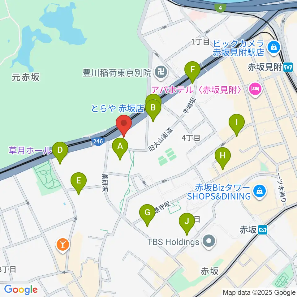 赤坂区民センター周辺のカフェ一覧地図