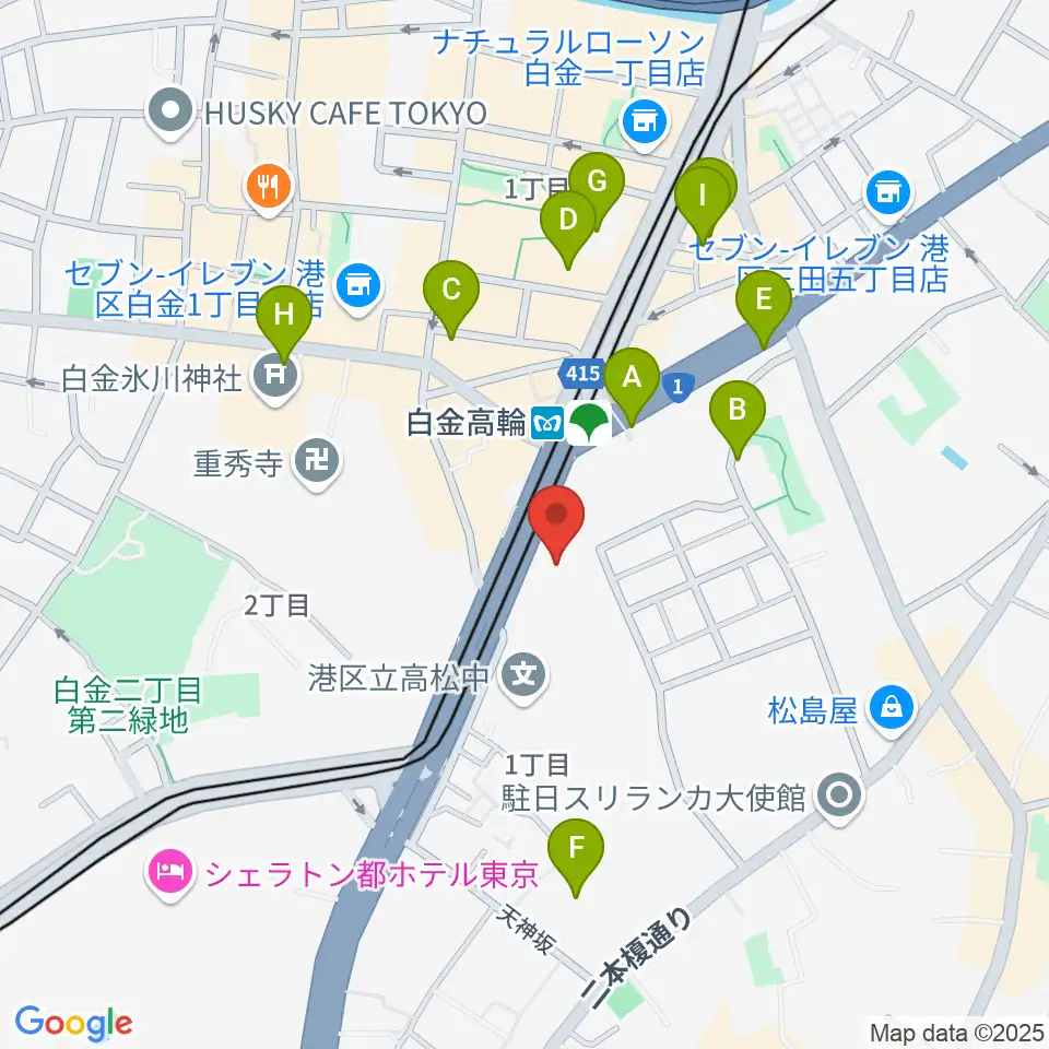 高輪区民センター周辺のカフェ一覧地図