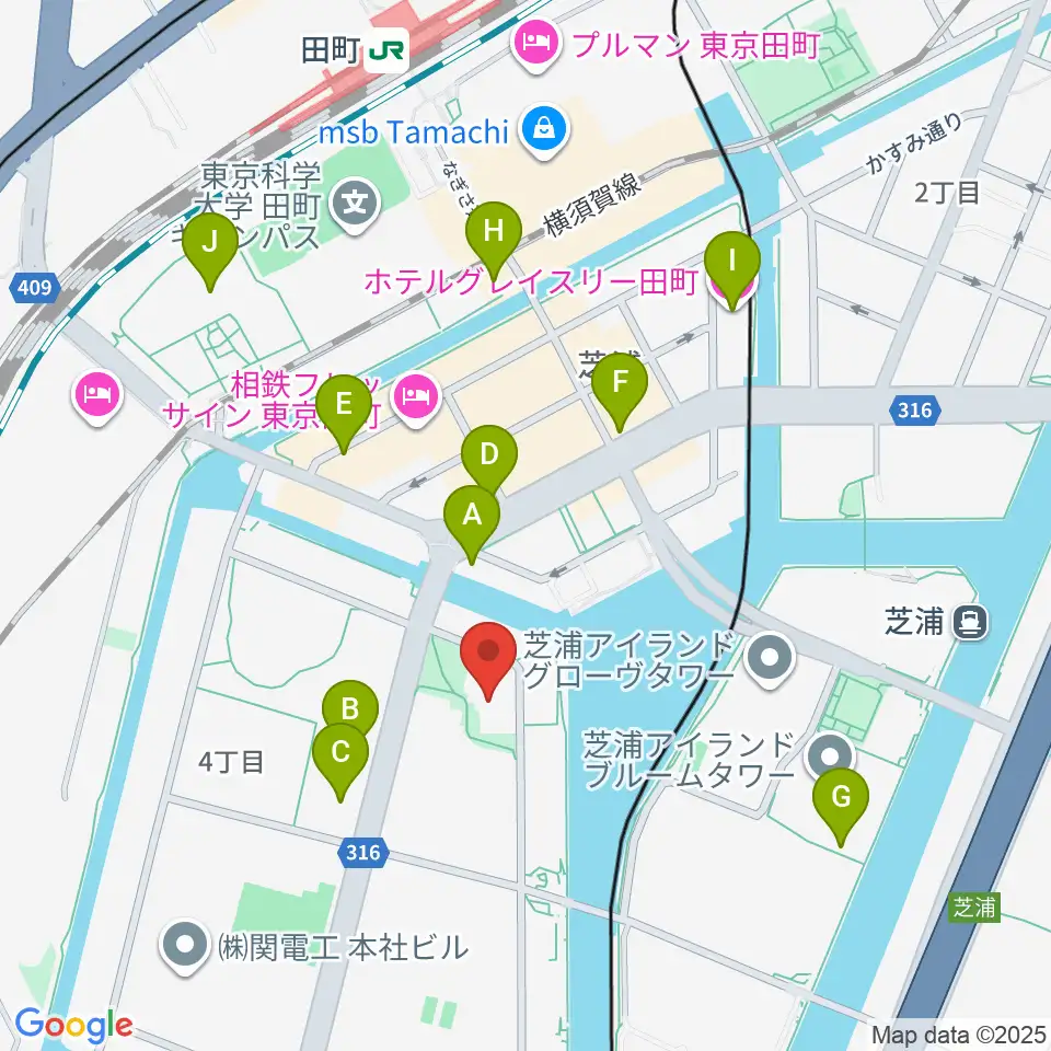 芝浦港南区民センター周辺のカフェ一覧地図