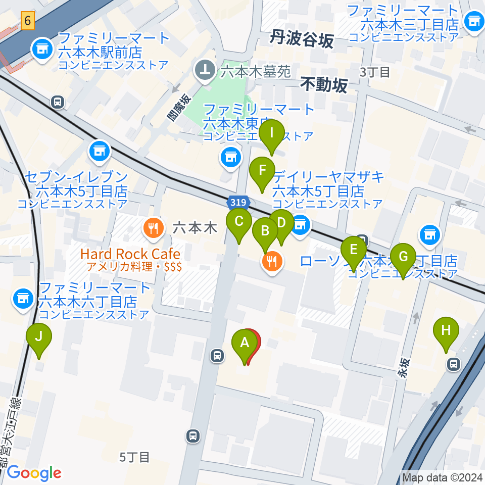 港区麻布区民センター周辺のカフェ一覧地図