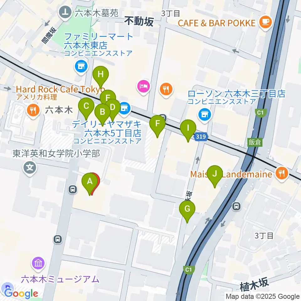 港区麻布区民センター周辺のカフェ一覧地図