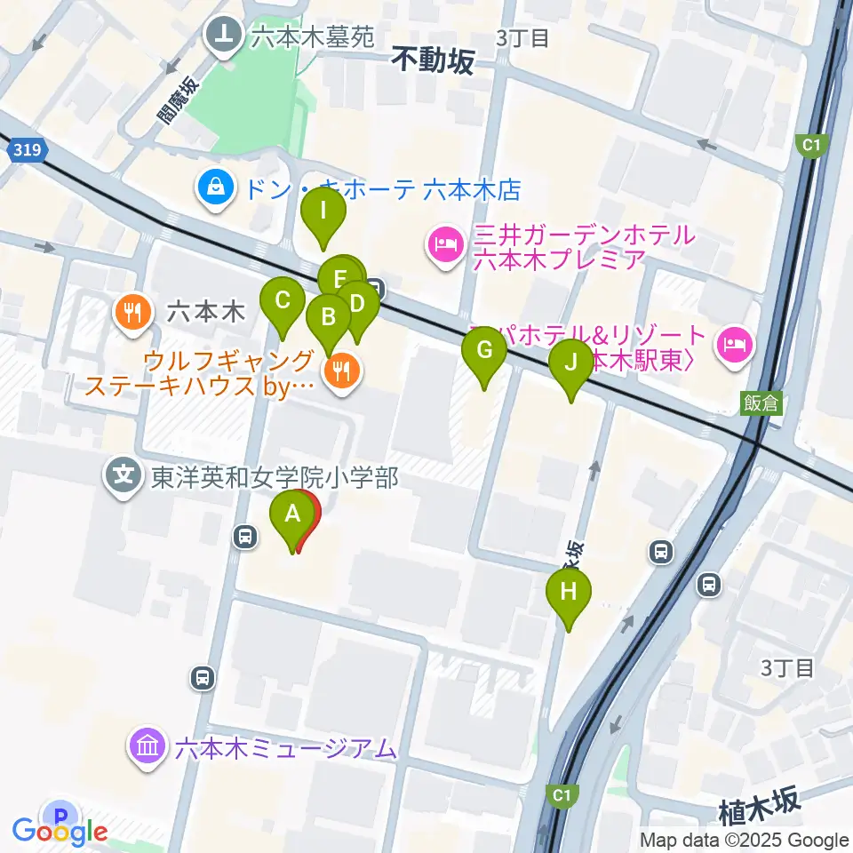 港区麻布区民センター周辺のカフェ一覧地図